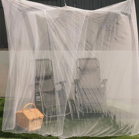 Moustiquaire - Lit Double 220x200 cm - 2 Ouvertures - Kit Suspension Inclus - Sac De Transport - Blanc - 1 Pièce (1/5)