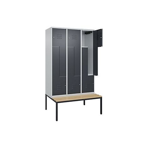 C+P  Armadietto a Z Classic PLUS con panca  3 scomparti 