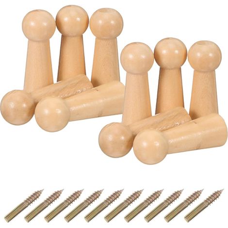 10 crochets muraux bois - 18x50 mm - pour serviettes et clés (1/5)