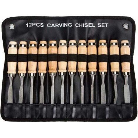 Set of 12 Professional Wood Chisels, Carpentry Tools with Carrying Case for Beginners (1/5)