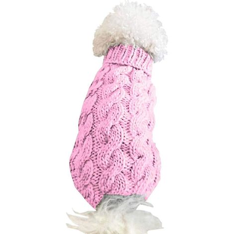 Gilet sans manches chaud pour chien, manteau doux en laine tricotée, pull d'hiver en tricot crocheté pour chiens de petite, moyenne et grande taille - Rose (taille L) (1/5)