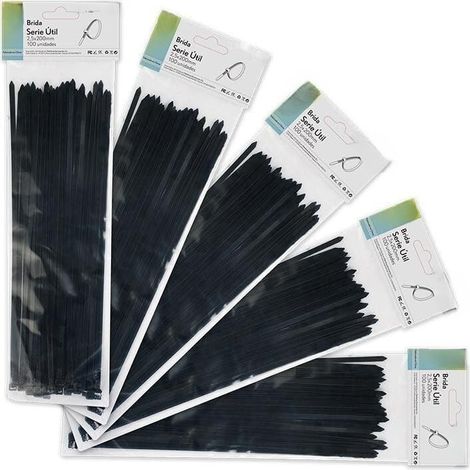 Sachet de 100 serre-câbles noirs de 2,5 x 200 mm, 100% nylon 66, résistants et durables, parfaits pour organiser les câbles et fixer des éléments.
