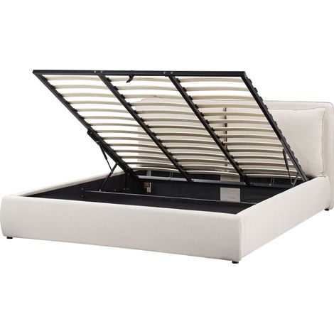 Bett mit Stauraum Stoff BAJONNA 180 x 200 cm Beige