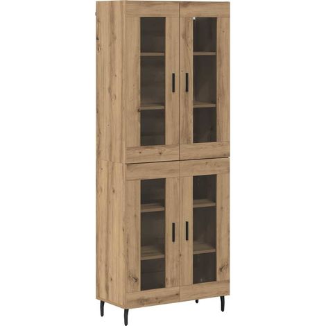 Haut Armoire 2 pcs Buffet Chêne artisanal Bois Aggloméré et Verre (1/5)