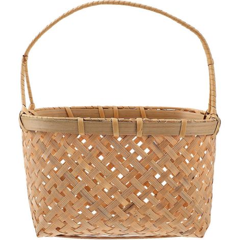 Panier en bambou tressé à la main, panier de rangement portable pour la maison, panier à fleurs pour le camping et les pique-niques (1/4)