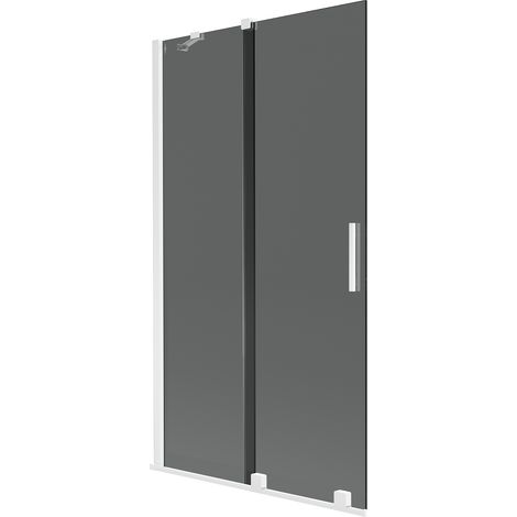 Mexen Velar Badewannenabtrennung 2-flügelig verschiebbar 100 x 150 cm, Graphit, Weiß - 896-100-000-41-20 (1/2)