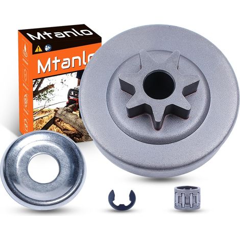 Tambour d'embrayage 3/8'' pignon, roulement, rondelle, clip pour Stihl MS311 MS391 11296402000, tambour d'embrayage 3/8 7T, roulement à aiguilles, rondelle de pignon, clip (1/5)