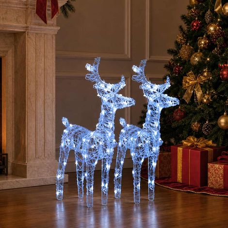 vidaXL Christmas Reindeers 2 pcs Cold White 80 LEDs Acrylic (1/5)