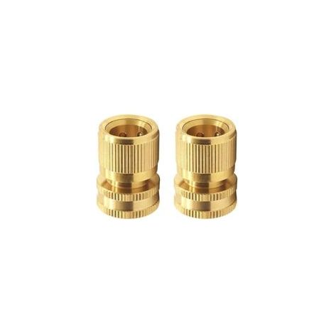 Raccord d'Arrosage en Laiton 19 mm 3/4 Rapide Connecteur pour Tuyau Jardin Lot de 2-Crezuo (1/4)