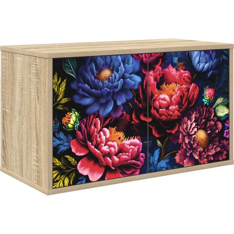 Meuble TV Mural Rangement Salon avec 2 Portes Bois d'Ingénierie Chêne Sonoma 69 x 33 x 40 cm (1/5)