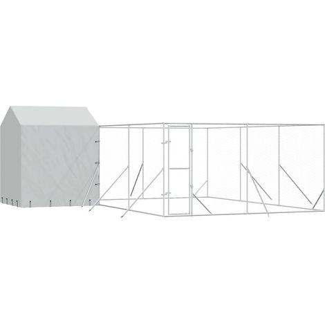 Maison Exclusive - Chenil d'extérieur pour chiens avec toit argenté 6x6x2,5 m