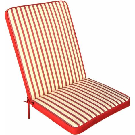 Cuscino in poliestere sfoderabile e impermeabile con schienale medio 90x40 cm per sedia - Red