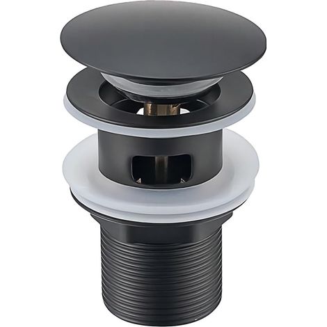 Ensemble de vidange pour lavabo avec trop-plein, clapet antiretour, vidange universelle pour lavabo et plan de toilette (noir)