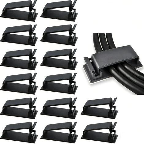 60 Pièces Clips de Câble Adhésifs, Organisateur Cable, Câble Management pour ordinateur portable, TV, PC, Bureau,pour Câbles (1/5)
