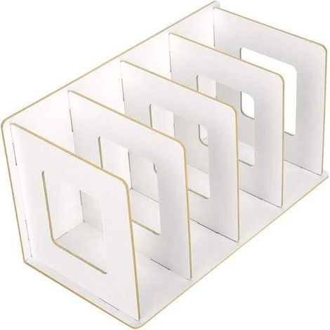 Organiseur de bureau en bois détachable, étagère à 4 compartiments pour magazines, classeurs, classeurs, carnets et CD. (1/5)