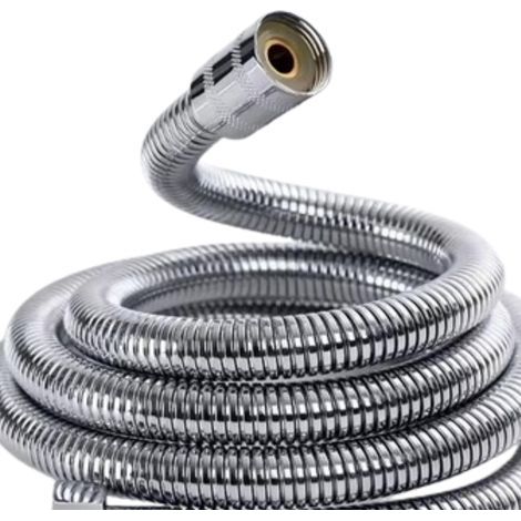 1 - Flexible De Douche - Tuyau De Douche - Anti-Torsion Inox Haute Pression Pour Baignoire Argent 200cm (1/5)