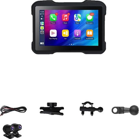 Navigateur GPS pour moto, Carplay sans fil, Design étanche, MT-0(Caméra Double) (1/2)