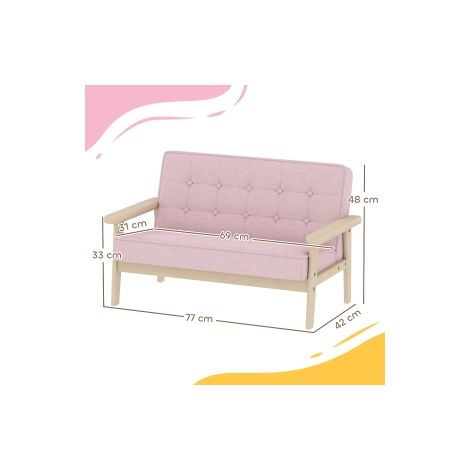 Fauteuil enfant rose en velours avec cadre bois et assise rembourrée pour chambre, salon et coin lecture (1/5)