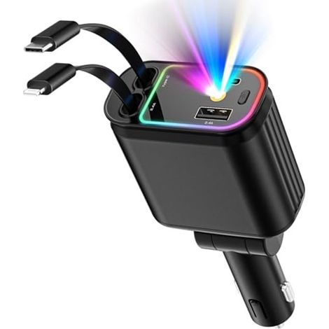 Cargador de coche USB-C de 66 W con diseño 4 en 1 y 2 puertos USB para carga rápida. (1/5)