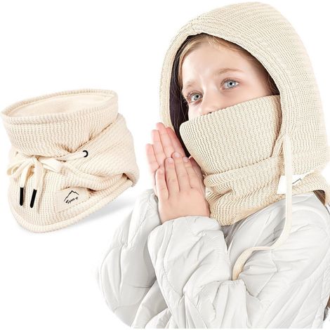 Kinder Sturmhaube mit Fleece Futter, winddicht, warm, 4-10 Jahre, beige (1/5)
