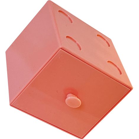 Boîte de rangement de bureau carrée en plastique, empilable, avec tiroir pour trombones et fournitures de bureau, rose (1/5)