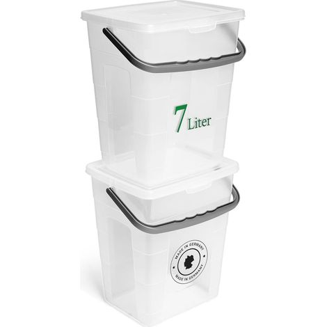 Novaliv 2x boîte à lessive avec couvercle 7 litres I Transparent I 23,5 x 18 x 26,5 cm I Boîte de rangement en poudre à lessive avec poignée stockage