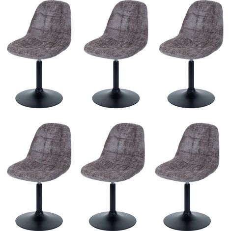 Set 6x sedie da pranzo HHG-837, poltroncina da cucina girevole, acciaio Stoffa/tessuto ciniglia (465g/m²), marrone (1/5)