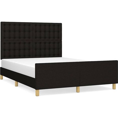 Cadre de lit 2 places avec tête de lit réglable et lattes en tissu noir 140 x 190 cm, 42.5kg (1/5)