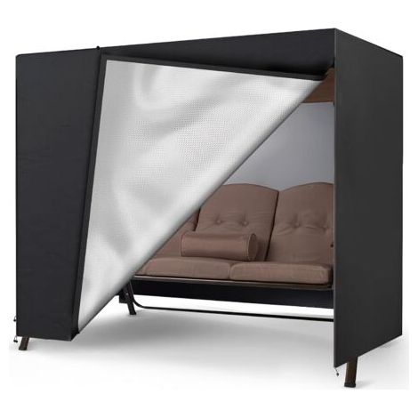 Housse De Protection Pour Balancelle 3 Places, 210d Oxford Housse De Balancelle, Anti-Uv, RéSistante à L'Hiver, Charge Lourde, Pour Meubles De Jardin (220x140x170 CM Noir)