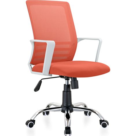 Silla de oficina giratoria, con ruedas y respaldo traspirable, regulable en altura. Modelo Jordan, color terracota