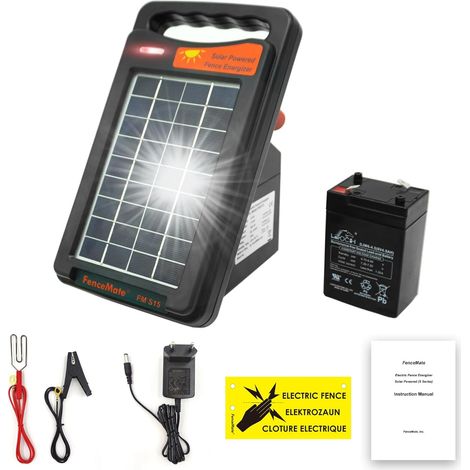 Solar Fence Device with 0.15 J Output for up to 2 Km, Portable Poultry or Pet Fencing Device, Seasonal Livestock Grazing with Fence (1/5)