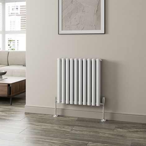 White Oval Column Designer Radiator Vertical Horizontal 600 x 600mm Double Panel