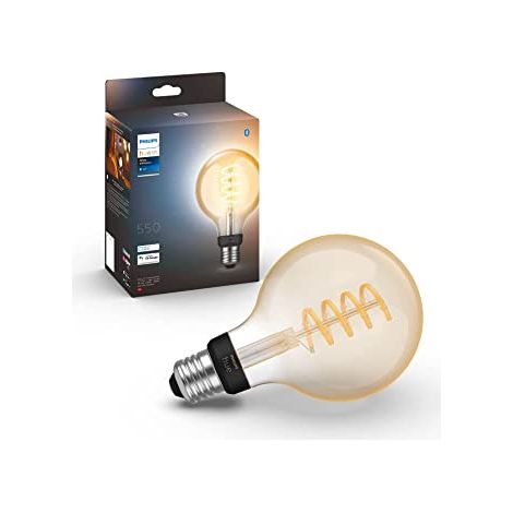 Philips Hue – Ampoule LED connectée E27 Filament G93 Globe – 7W – 550 lm – 2200-4500 K – Compatible Bluetooth, Alexa, Google Assistant, Apple HomeKit (1/10)