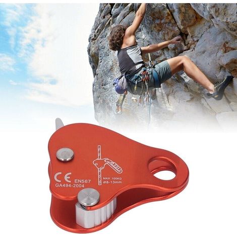 Morsetto autobloccante in lega di alluminio per corda da arrampicata, 8-13 mm, per arrampicata e alpinismo all'aperto, arancione. (1/4)