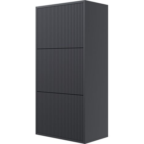 Selsey VELDIO - Wand-Schuhschrank mit 3 Klappen, Schwarz, 50 cm