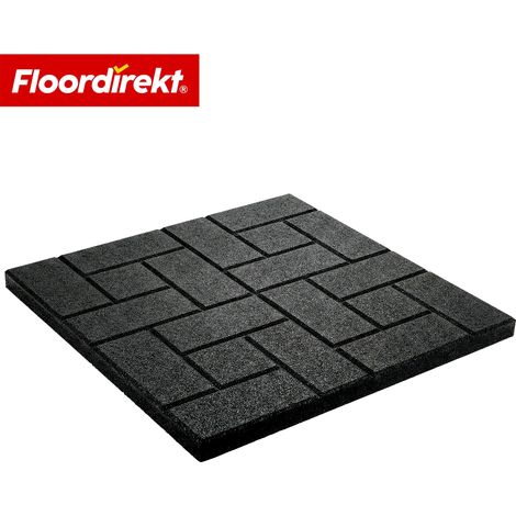 Fallschutzmatte Paving Tile 50x50 cm 25 mm Gummiplatte in Pflasterstein-Optik Terrasse, Garten & Außenbereich (1/3)