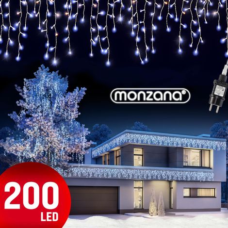 Monzana – Guirlande lumineuse de Noël 200 LEDs – Longueur 10m – Alimentation secteur – IP44 pour intérieur et extérieur