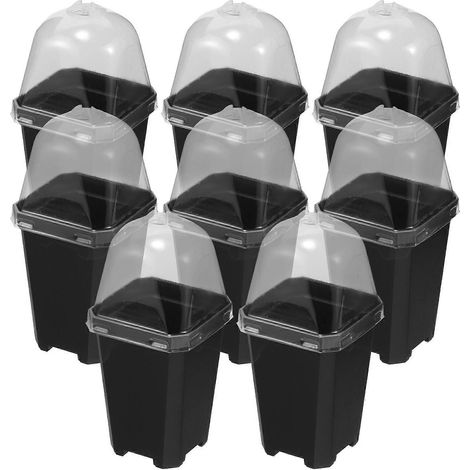 Pots de pépinière noirs en plastique pour jardin, lot de 1 avec couvercles (1/5)