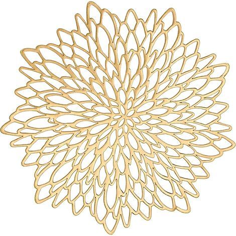 Doré Set De Table Rond, Vinyle Set De Table Or pour Mariage, Dîners, Restaurant, Hôtel, 36cm (Sets De 6) (1/5)