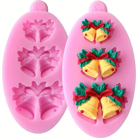 Moule En Silicone Alimentaire - Forme De Cloche De Noël - Pour Chocolat Gateau Gelée Savon Artisanal - Lot De 2 (1/5)