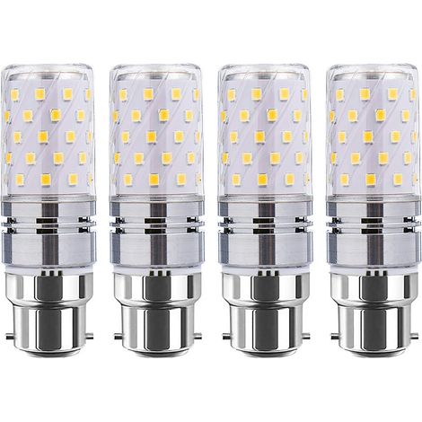 Ampoules LED B22 type maïs, 12 W, lot de 4, équivalent à une ampoule à incandescence de 100 W, 4000 K, AC85-265 V. Culot à baïonnette B22.