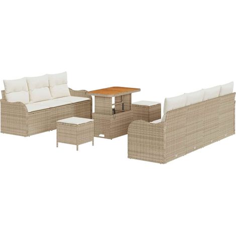 Maison Exclusive - Garten-Sofa-Set mit Kissen mit Speicher 10 pcs