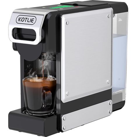 Machine à Café à Capsules 5 en 1, 19 Bar, Réservoir d'eau 1L, pour Original, A Modo Mio, Café Moulu et Dosettes ESE 44mm, 7 Niveaux d'eau avec Capteur, Compacte (1/5)