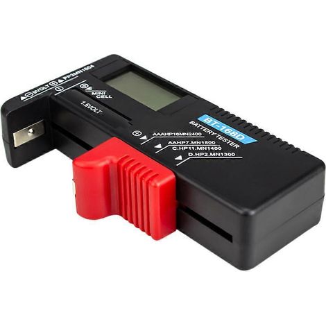 Testeur de piles universel 1,5 V 9 V avec affichage numérique pour piles AA, AAA et CD (noir et rouge)-11X6CM-black