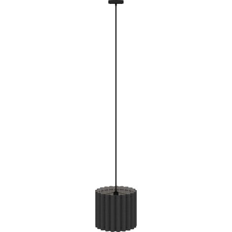 Linen Pendant Light, Bedside Ceiling Lamps E27 Bulb, Modern Hanging Lights for Living Room, Bedroom, Kitchen, Hallway, Black (1/5)
