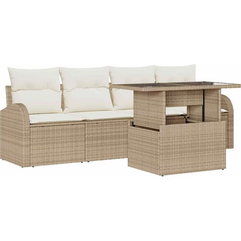 Maison Exclusive - Conjunto de sofá de jardín 5 pcs Beige Rattan