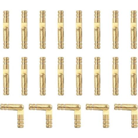 Lot de 20 charnières invisibles en laiton, 4 x 25 mm, petites charnières dissimulées pour boîtes à bijoux, boîtes à musique, dorées (1/4)