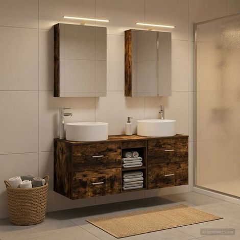 vidaXL Bathroom Furniture Set 5 pcs Smoked Oak (1/5)