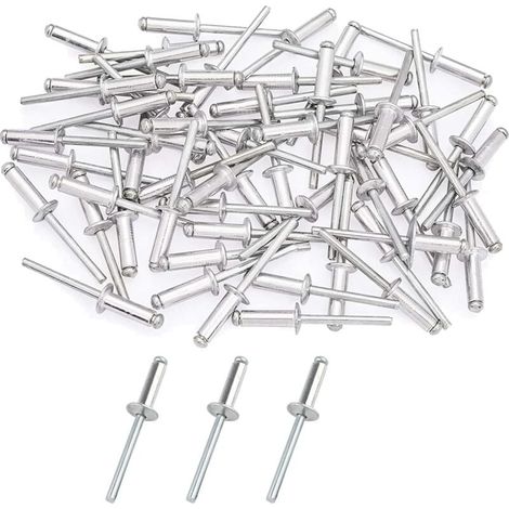 Packung mit 50 Blindnieten aus Aluminiumlegierung in Industriequalität für verschiedene Metallteile (1/4)
