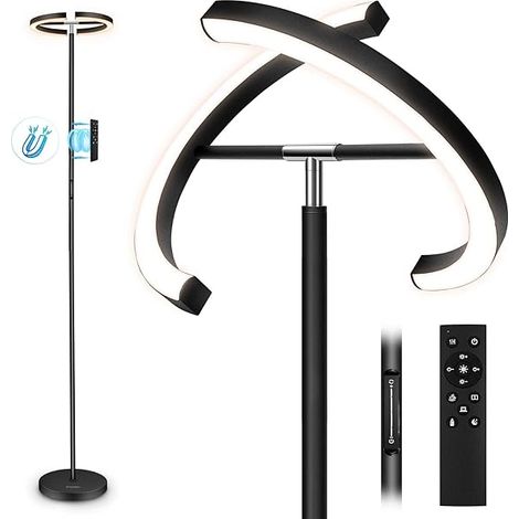Split Lampadaire, Lampe sur pied LED moderne et lumineuse, gradation progressive et température de couleur 3000K-6000K, Lecture de protection oculaire Lumière debout pour salon Chambre Bureau, Touch & (1/5)